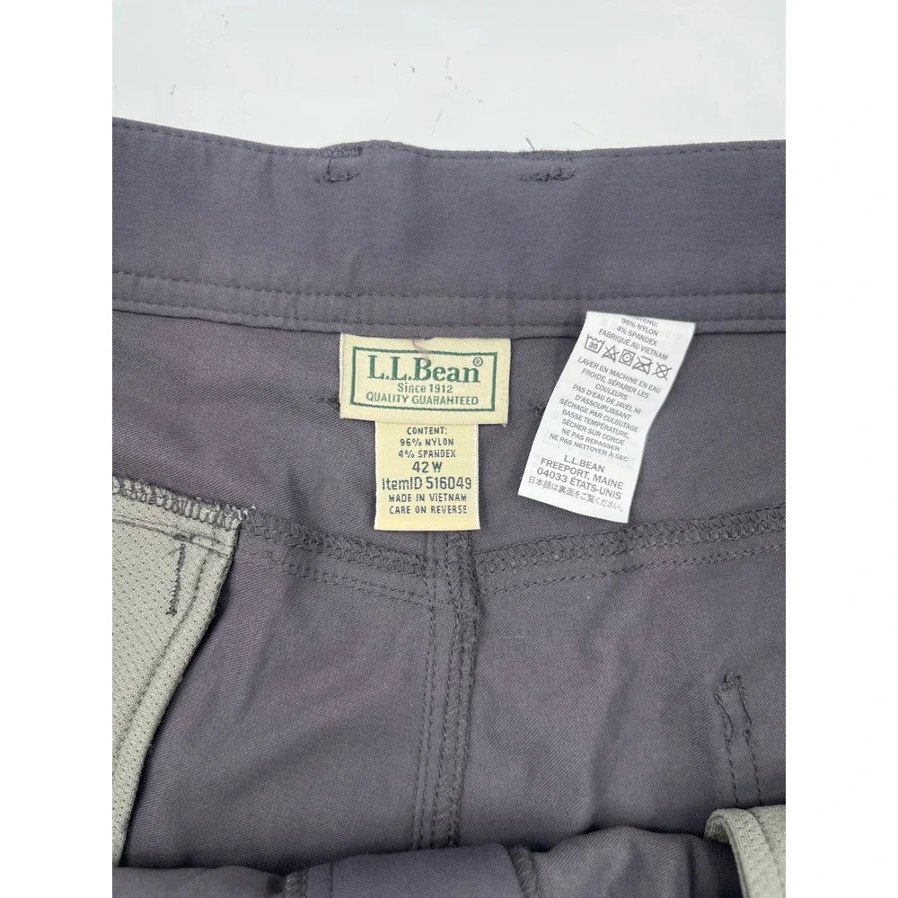 LL Bean Mens Gray Nylon Spandex Stretch Hiking Outdoor Shorts 42W 516049